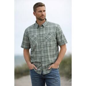 Orvis Men's Plaid Button Down Shirt Outdoor Hike Fishing Short Sleeve XXL